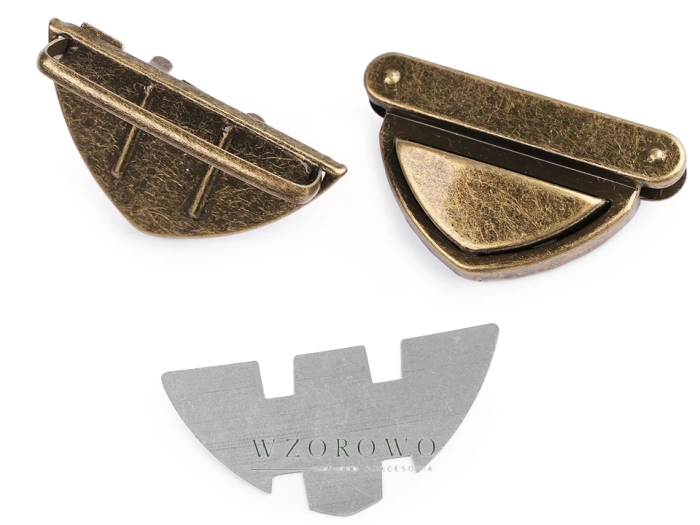 Zapięcie do torby różowy  stary złoty