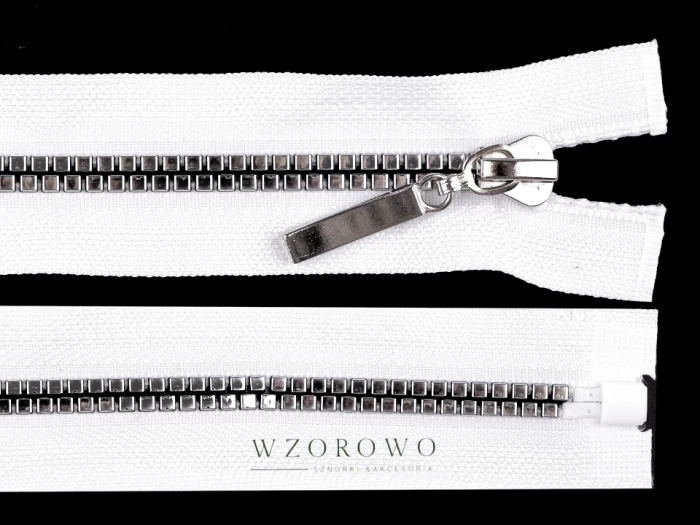 Zamek błyskawiczny kostkowy 5mm długość 40cm biały srebrny