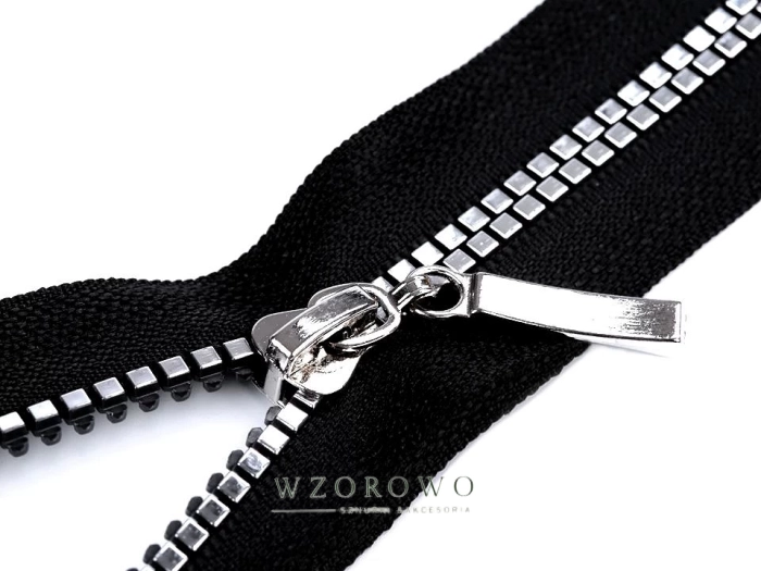 Zamek błyskawiczny kostkowy 5mm długość 40cm czarny srebrny