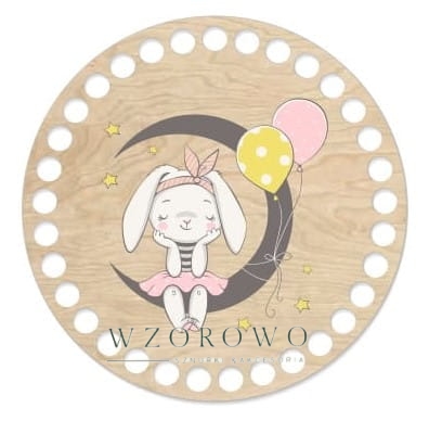 Baza koszyka - nadruk, koło 15cm - króliczek