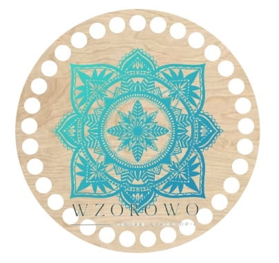 Baza koszyka - nadruk, koło 15cm - mandala turkus