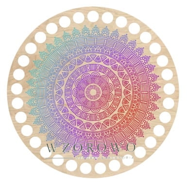 Baza koszyka - nadruk, koło 15cm - mandala fiolety