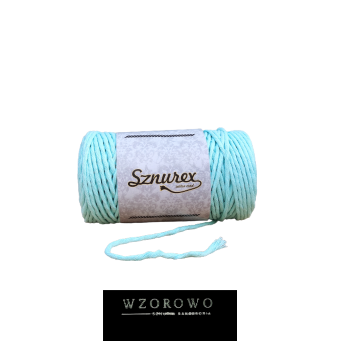SZNUREK BAWELNIANY SKRĘCONY 3MM miętowy