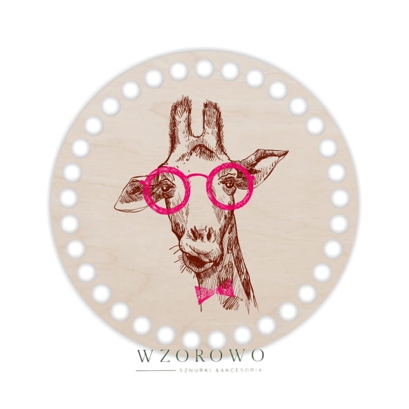 Baza koszyka - nadruk, koło 15cm - Żyrafa hipster