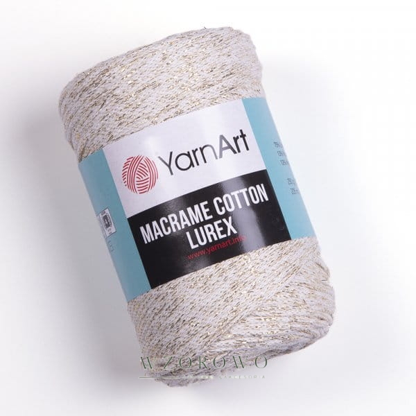 Macrame Cotton Lurex  ecri złota nitka  724