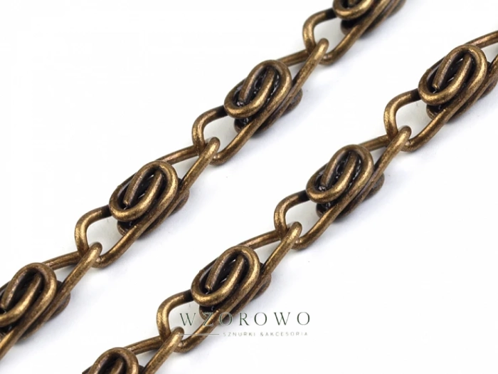 Łańcuszek do torebki z zapięciem 90 cm stary mosiądz