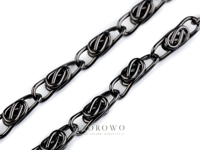 Łańcuszek do torebki z zapięciem 90 cm czarny  nikiel