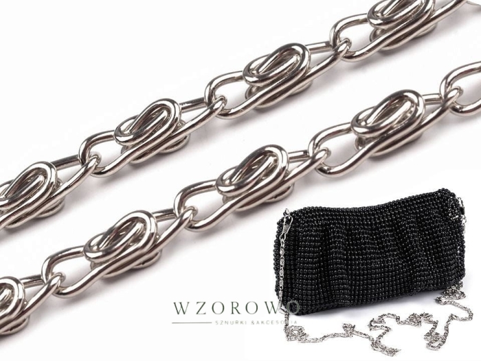 Łańcuszek do torebki z zapięciem 90 cm nikiel