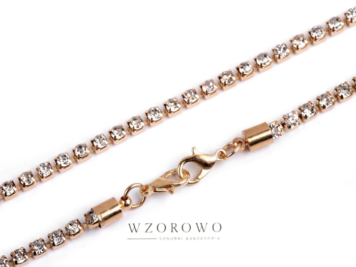 Łańcuszek sztrasowy do torebek i do odzieży 32,5 cm złoty