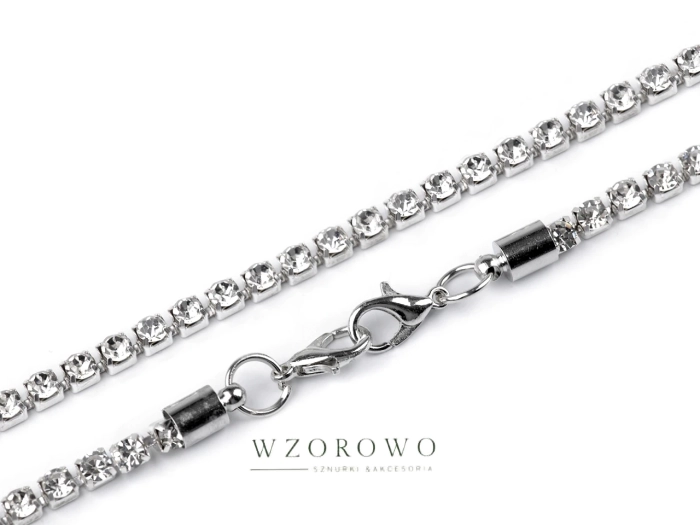 Łańcuszek sztrasowy do torebek i do odzieży 32,5 cm nikiel