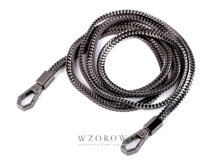 Łańcuszek do torebki z karabińczykiem długość 120 cm czarny nikiel