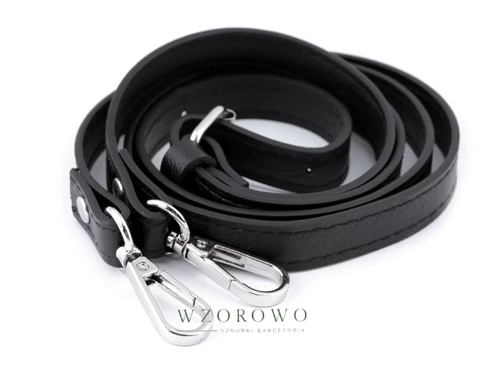 Pasek torby  z karabińczykami  1,5 cm  czarny /nikiel