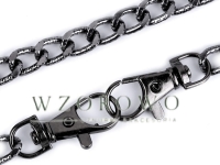 Łańcuszek do torebki grawerowany  z zapięciem  120 cm czarny nikiel