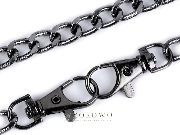 Łańcuszek do torebki grawerowany  z zapięciem  120 cm czarny nikiel