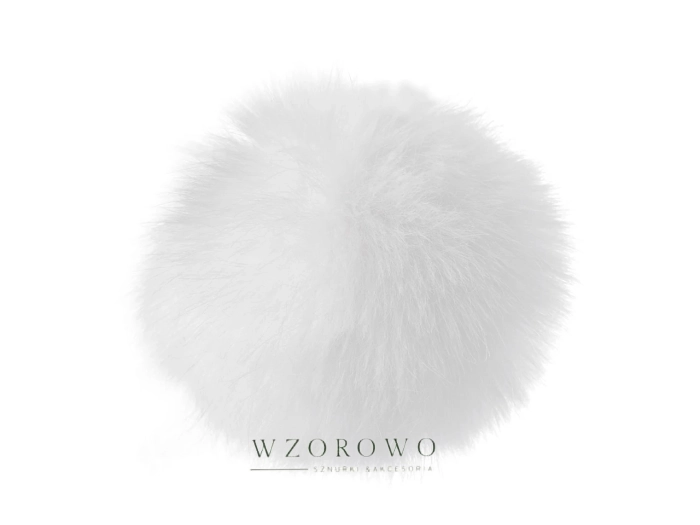 Pompon futerkowy z pętelką Ø14 cm biały