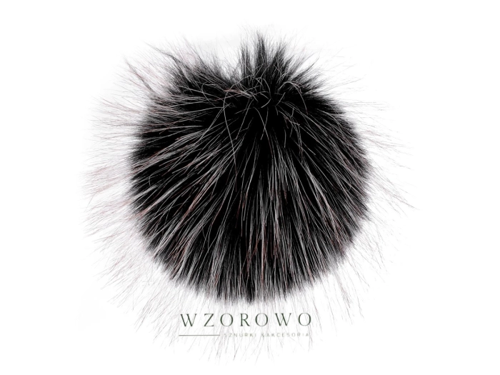 Pompon futerkowy z pętelką Ø12 cm czarny bezowy