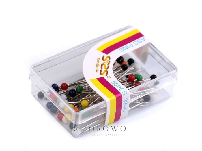 Szpilki ze szklaną główką długość 31 mm