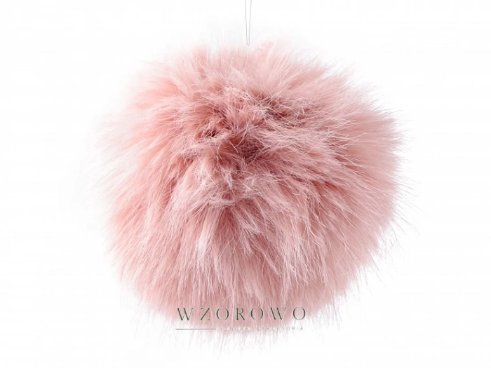Pompon futerkowy z pętelką Ø11 cm brudny róz
