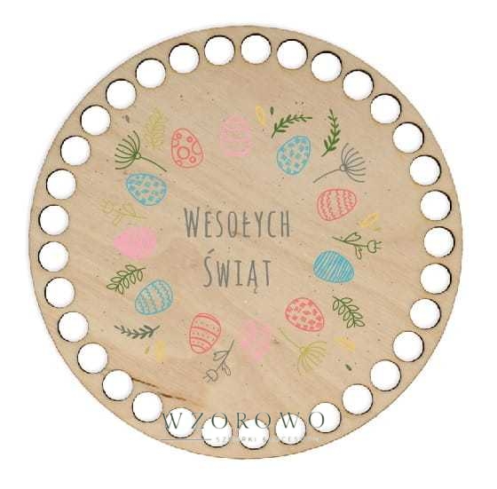 Baza koszyka - nadruk, koło 15cm - wielkanocny wianek z pisanek