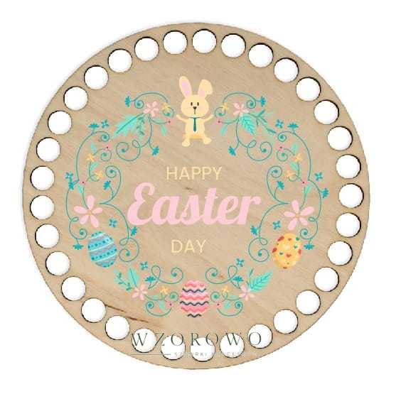 Baza koszyka - nadruk, koło 15cm - wielkanocny wianek, Easter