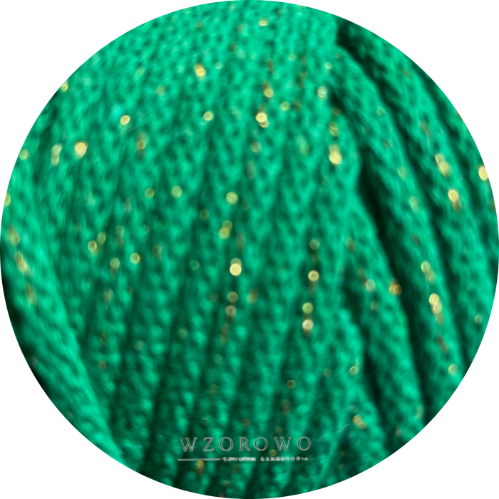 Sznurek Bawełniany 5mm zielony żywy ze złotą nicią  (1)