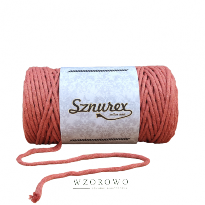 SZNUREK BAWELNIANY SKRĘCONY 3MM CEGLANY