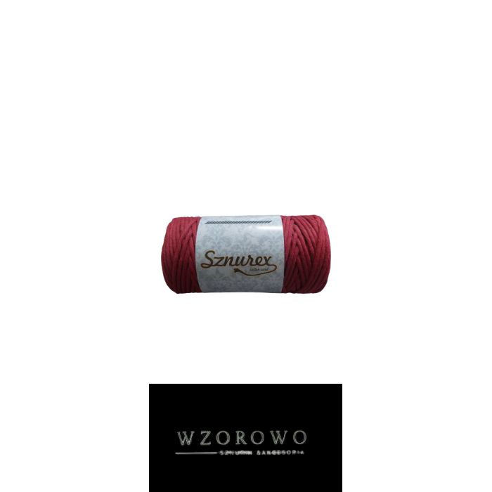 SZNUREK BAWELNIANY SKRĘCONY 3MM BORDO