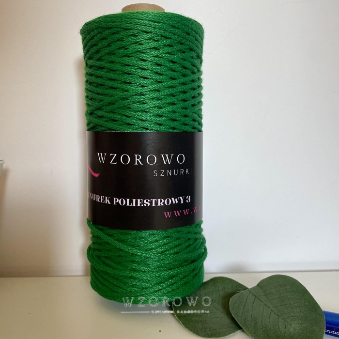  Soczysty Zielony SZNUREK POLIESTROWY 3MM   